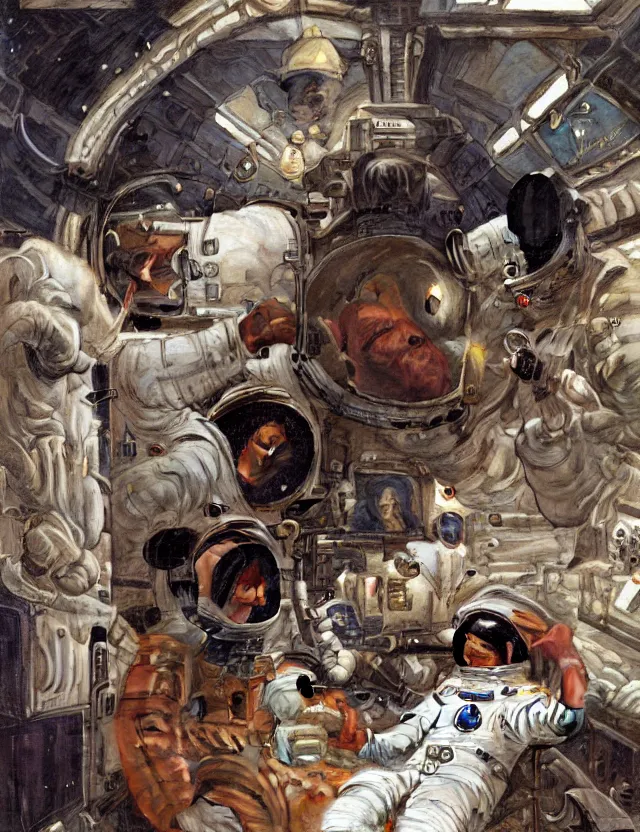 Prompt: an astronaut at the theme park, key lighting, soft lights, by steve hanks, by edgar maxence, by caravaggio, by michael whelan, by delacroix, by serov valentin, by tarkovsky, 8 k render, detailed, oil on canvas