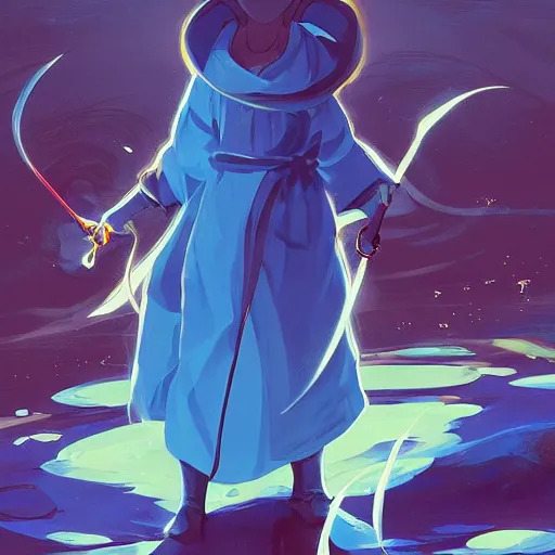 Image similar to painting cat wizard wearing blue robes avatar hero smooth face median photoshop filter cutout vector behance hd by jesper ejsing, by rhads, makoto shinkai and lois van baarle, ilya kuvshinov, rossdraws, illustration, art by ilya kuvshinov and gustav klimt