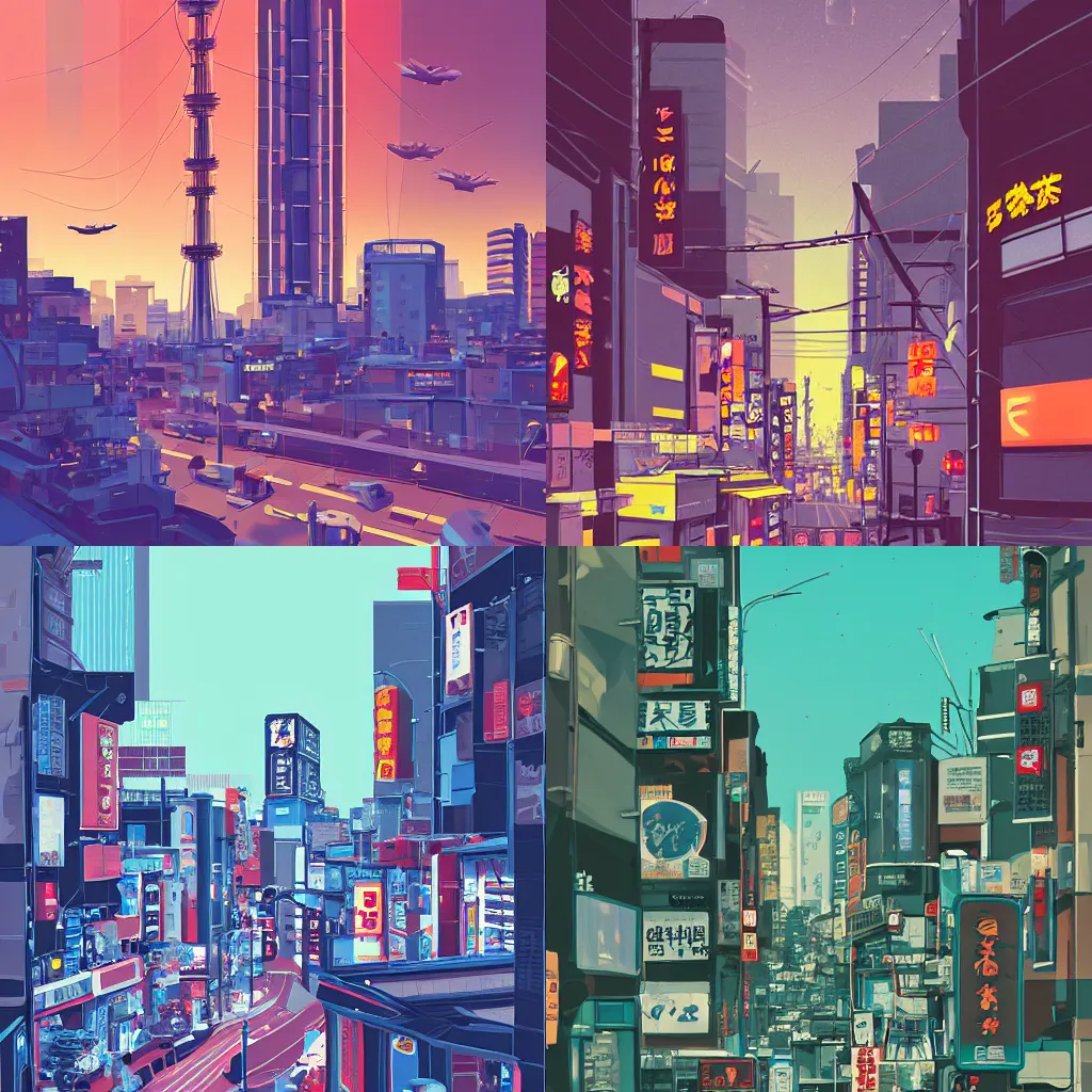 Prompt: Tokyo landscape by James Gilleard