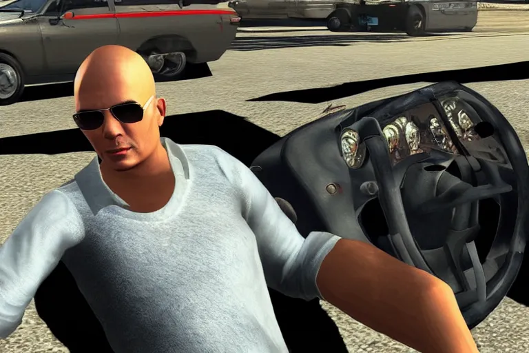 Prompt: pitbull mr. worldwide in a ps 3 game, gta