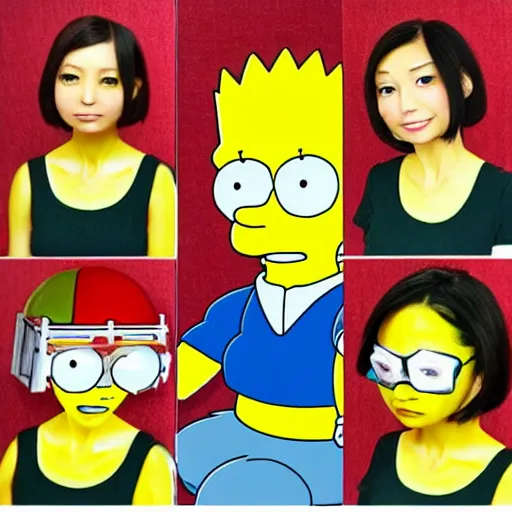 Prompt: anime girl in style of The Simpsons