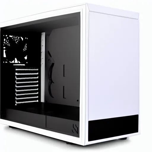 Image similar to custom pc case art, white pc case