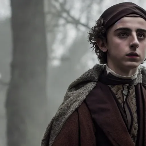 Image similar to Timothée Chalamet as Dumbledore in Harry Potter