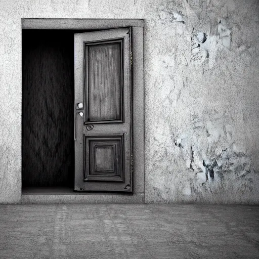 Image similar to photography, 3 d render, monster, door, window