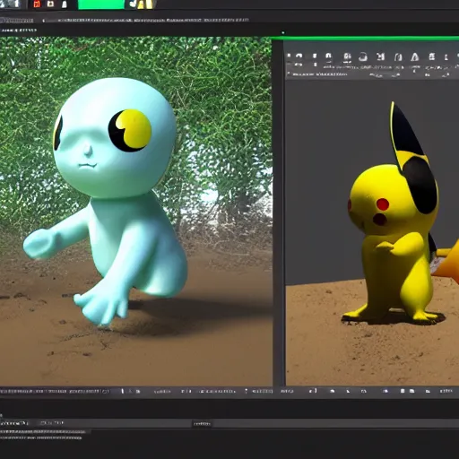 Image similar to ultra chad, green world, realistic, having fun with pikachu, complex, octane render, unreal engine, photorealistic