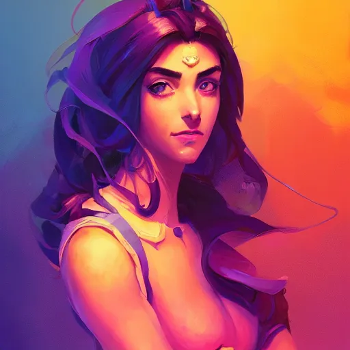 Image similar to beautiful female portrait, maya ali mage, gloomhaven, dynamic lighting, gaudy colors, octane render aesthetic, matte painting concept art, official fanart behance hd artstation by jesper ejsing, by rhads and makoto shinkai and lois van baarle and ilya kuvshinov and rossdraws