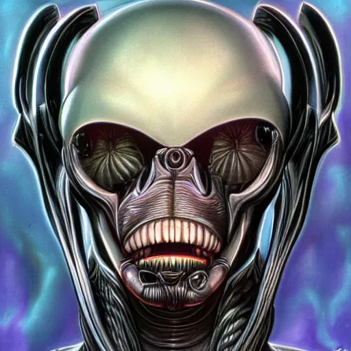 Image similar to a portrait of a xenomorph by jim burns