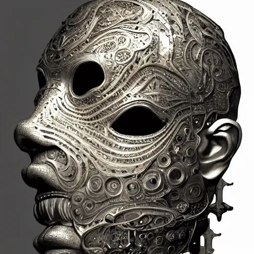 Prompt: Very very very very highly detailed epic central composition photo of face with venetian mask, intricate, dystopian, sci-fi, extremely detailed, digital painting, artstation, concept art, smooth, sharp focus, illustration, intimidating lighting, incredible art by Tokujin Yoshioka and Anton Pieck