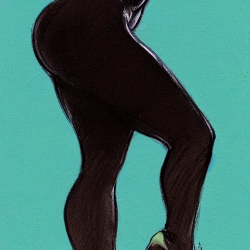 Image similar to milt kahl sketch of thick cuban girl wearing black yoga pants