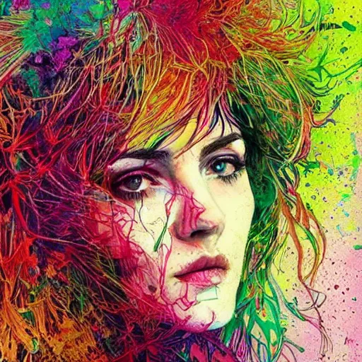 Image similar to a beautiful painting, portrait of ramona flowers by carne griffiths