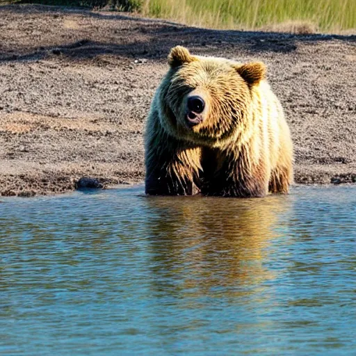 Image similar to half grizzly bear, half crocodile