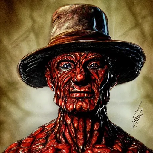 Prompt: Freddy Kruger, full body, high detail, detailed face, hyper realistic, surreal, fantasy, epic, digital art, intricate