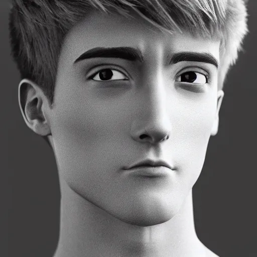 Prompt: “a realistic detailed photo of a guy who is an attractive humanoid who is half robot and half humanoid, who is a male android, twitch streamer Ninja Tyler Blevins, shiny skin, posing like a statue, blank stare, gaming room, close up”