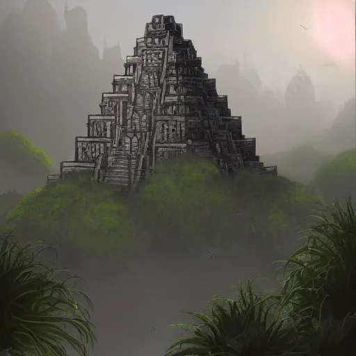 Image similar to Ziggurat in jungles, 8k, detailed, concept art, trending on artstation