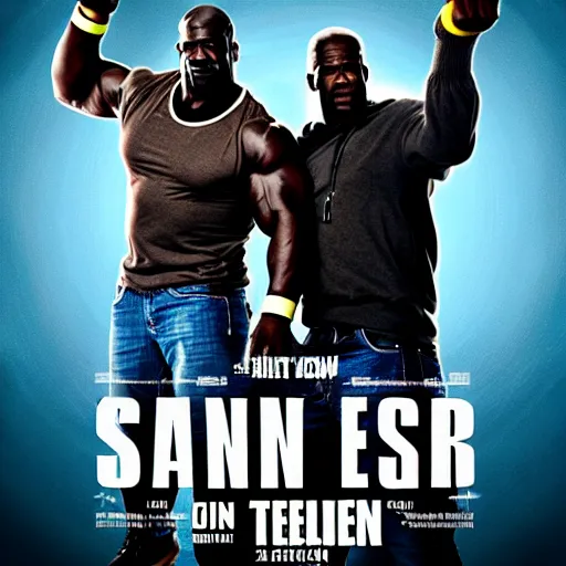 Prompt: poster for a sans undertale and terry crews buddy cop movie, movie poster