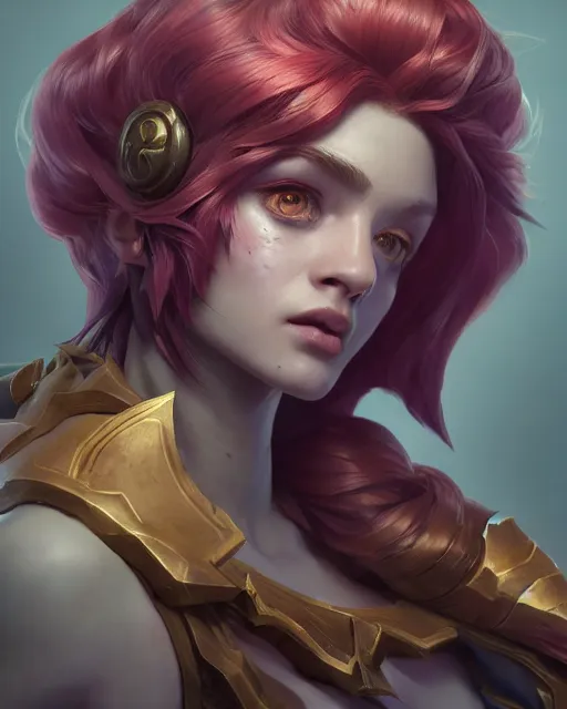 Image similar to league of legends portrait, au naturel, hyper detailed, digital art, trending in artstation, cinematic lighting, studio quality, smooth render, unreal engine 5 rendered, octane rendered, art style by klimt and nixeu and ian sprigger and wlop and krenz cushart.