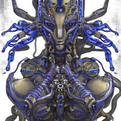 Image similar to a mecha version of medusa, very symmetrical, highly detailed, by vitaly bulgarov, by joss nizzi, by ben procter, by steve jung, concept art, sil, quintessa, metal gear solid, species, gorgon, transformers, concept art world, pinterest, artstation, unreal engine