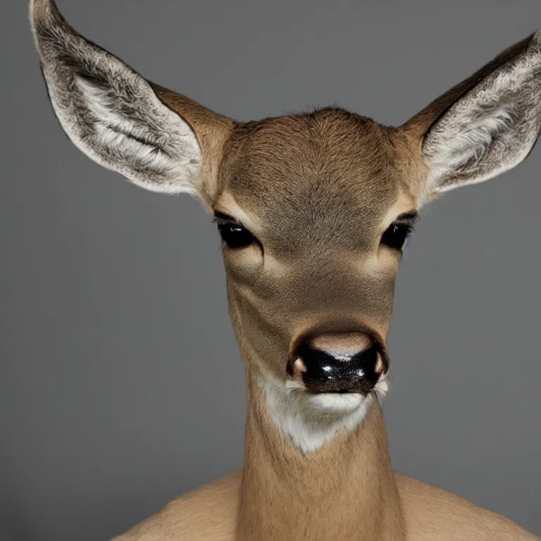 Image similar to deer headed human, mugshot