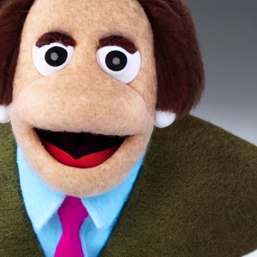 Prompt: alan partridge as a muppet. highly detailed felt. hyper real photo. 4 k.