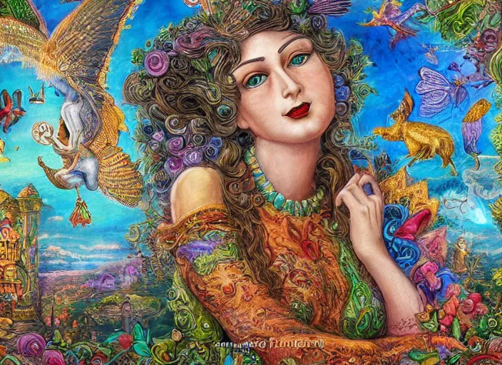 Prompt: folk art, lowbrow, matte painting, 3 - d highly detailed, in the style of josephine wall,