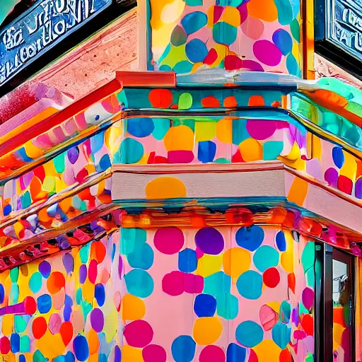 Prompt: detailed 6 0 0 mm real photography of an intricate cute colorful joyful bar in los angles