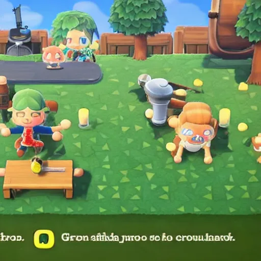 Image similar to screenshot of ganking with guns in animal crossing