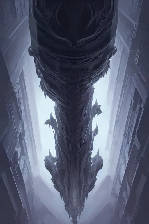 Image similar to professional concept art of a symmetrical ominous floating terrifying object in a dark room by artgerm and greg rutkowski ( thin white border ). an intricate, elegant, highly detailed digital painting, concept art, smooth, sharp focus, illustration, in the style of cam sykes, wayne barlowe, igor kieryluk.