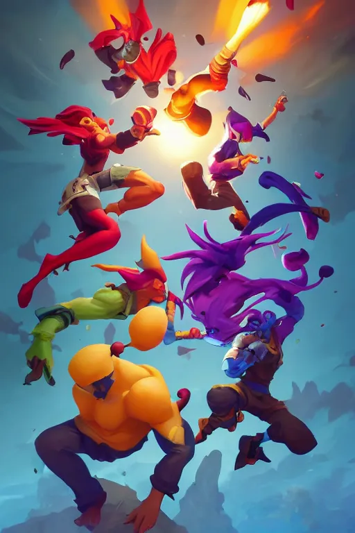 Prompt: epic fruits fighting stylized as fornite style game design fanart by concept artist gervasio canda, behance hd by jesper ejsing, by rhads, makoto shinkai and lois van baarle, ilya kuvshinov, rossdraws global illumination radiating a glowing aura global illumination ray tracing hdr render in unreal engine 5