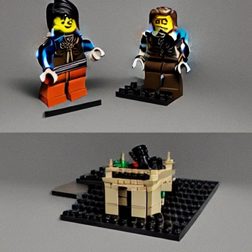 Image similar to lego set of baron harkonnen and paul atreides in dune