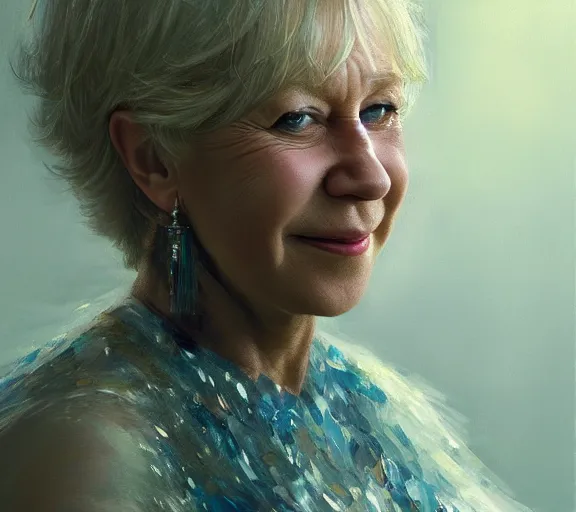 Image similar to a hyper-detailed photograph of Helen Mirren by Craig Mullins; oil on canvas; trending on artstation