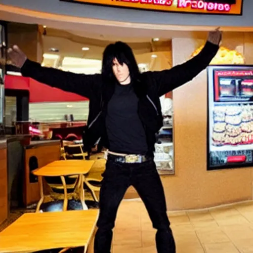 Image similar to criss angel mindfreak levitating over mcdonalds