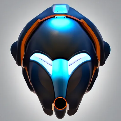 Image similar to cybernetic bottlenose dolphin headshot profile picture, anthropomorphic robot design inspired by dolphins, bulbous dolphin snout, large black visor screen for face, commission on FurAffinity, unreal engine