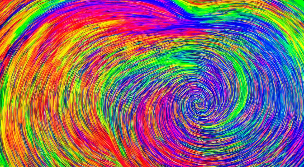 Image similar to the concept of the fifth dimension swirling down a rainbow colored abstraction, hyper detailed