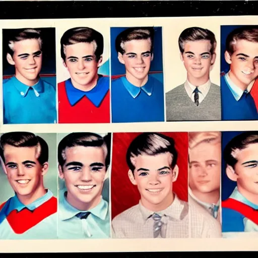 Image similar to a high school senior yearbook photo of Archie Andrews from 1966, in color