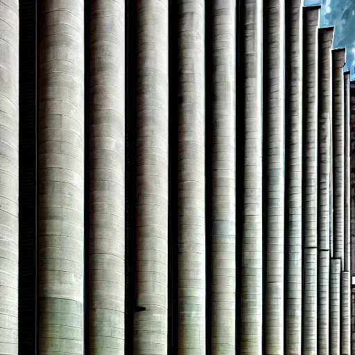 Image similar to a real concrete building with anthropomorphic qualities. a painting of sceptile by ricardo bofill. one building that reminds me of a green lizart with a red mouth. clearly a building. realistic, photograph, award winning, high wuality, high definition, contest winner, gorgeous.