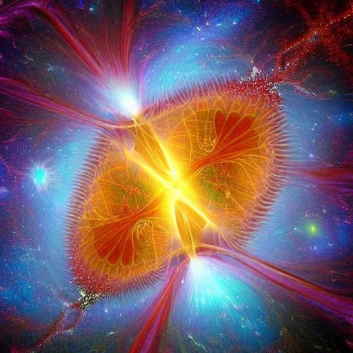 Prompt: surreal fractal image of the structure of an atom imagined as a galaxy