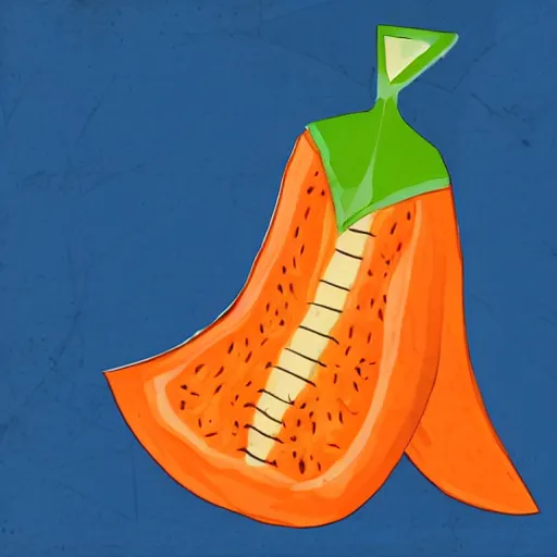 Prompt: a strong papaya fruit dressed as a sailor