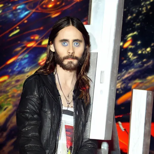 Prompt: jared leto in outer space