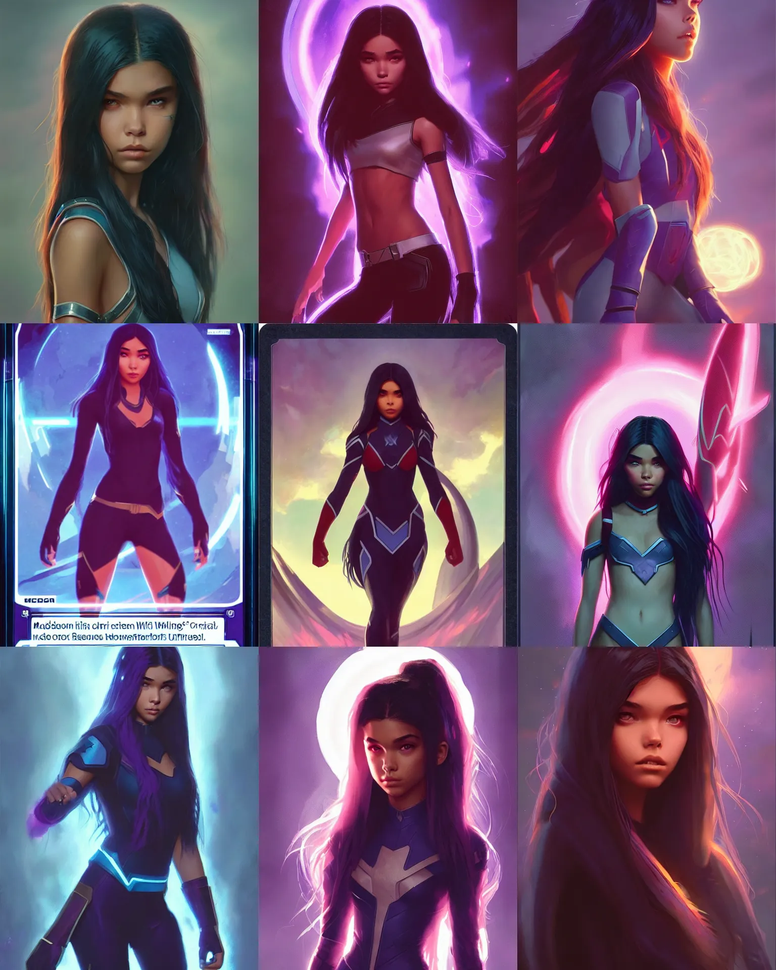 Prompt: madison beer : : young woman : : as avatargirl by marvel trading card : : by greg rutkowski, wlop, instagram, unreal engine, : :