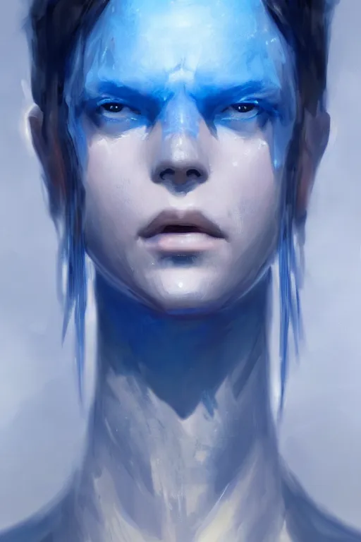 Prompt: a portrait a blue spirit by Greg Rutkowski, Sung Choi, Mitchell Mohrhauser, Maciej Kuciara, Johnson Ting, Maxim Verehin, Peter Konig, final fantasy , 8k photorealistic, cinematic lighting, HD, high details, atmospheric , trending on artstation