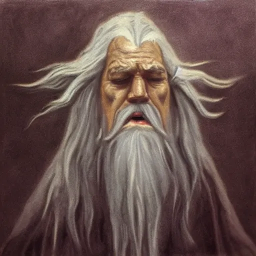 Prompt: gandalf, the scream painting