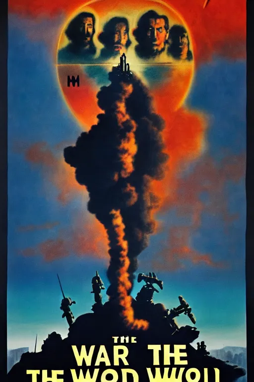 Prompt: poster for the film, the war destroyed the world, art for the film in color, art in 4 k