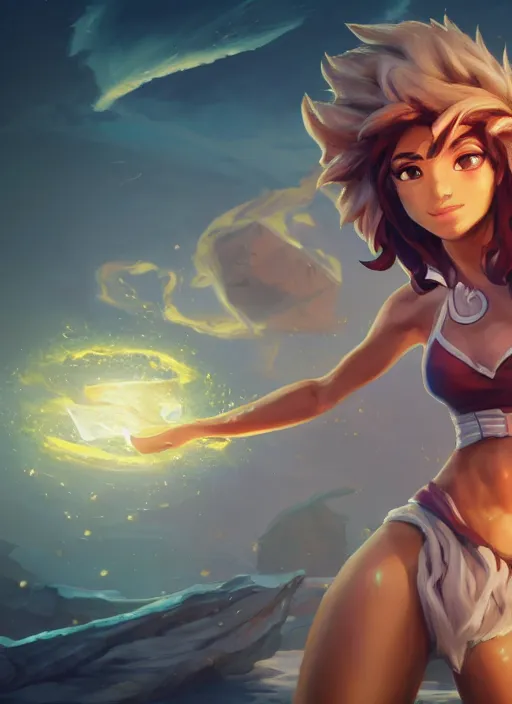 Image similar to taliyah, from league of legends, au naturel, athletic, with abs, perfect cosplay, hyper detailed, symmetrical body, digital art, trending in artstation, cinematic lighting, studio quality, smooth render, unreal engine 5 rendered, octane rendered, art style by klimt and nixeu and ian sprigger and wlop and krenz cushart