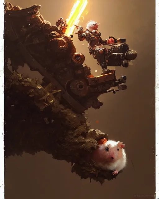 Image similar to wrecking ball the hamster overwatch, character portrait, concept art, intricate details, highly detailed by greg rutkowski, michael whelan and gustave dore