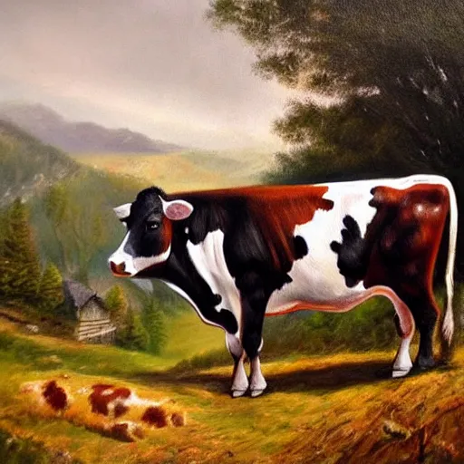 Image similar to cow on mountain oil panting