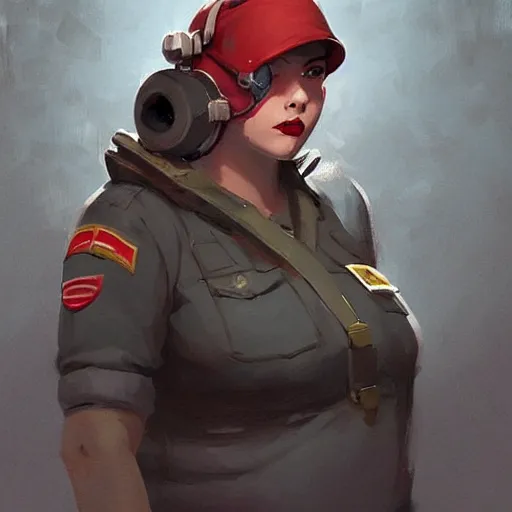 Image similar to portrait of beautiful girl with plump lips in team fortress 2 style, tragic, military art, concept art, fantasy, hd shot, digital portrait, beautiful, artstation, comic style, by artgerm, guy denning, jakub rozalski, magali villeneuve and charlie bowater