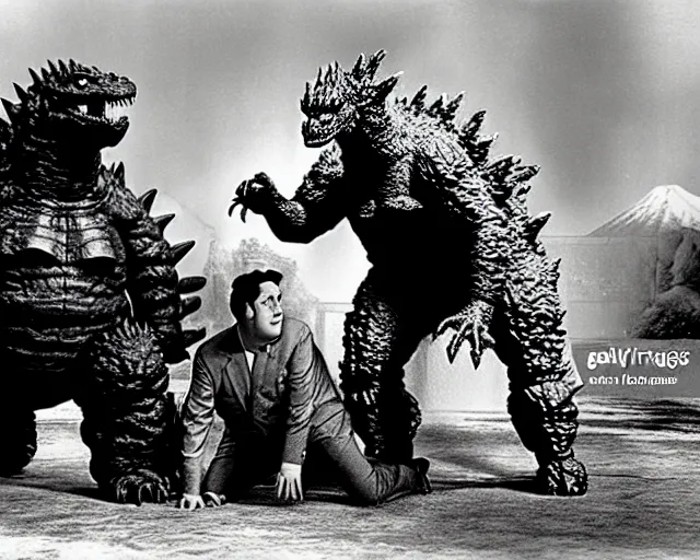 Image similar to Abbott and Costello meet Godzilla