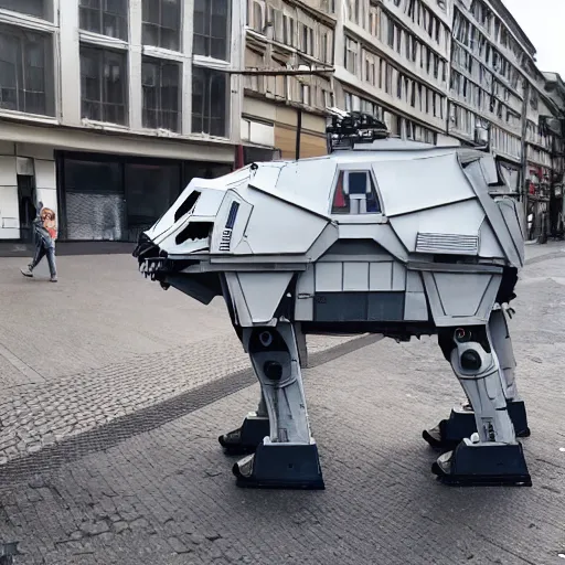 Prompt: a star wars AT-AT in the streets of berlin, 8k