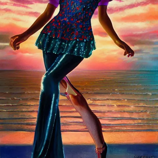 Image similar to Olivia Newton-John as Sandy in Grease, by Mark Brooks, Donato Giancola, Victor Nizovtsev, Scarlett Hooft Graafland, Chris Moore