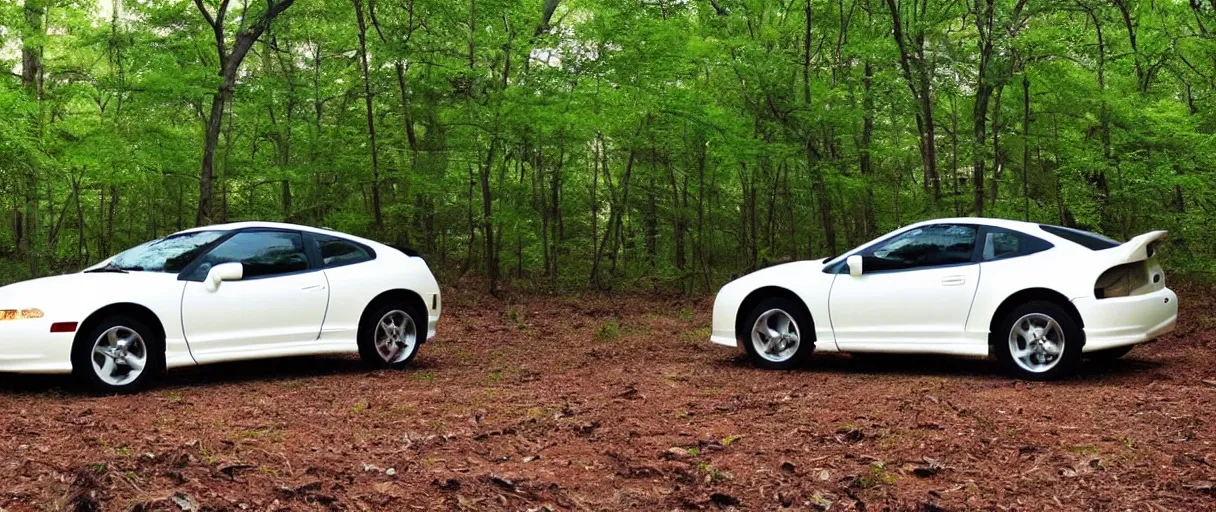 Prompt: “2003 Mitsubishi Eclipse white pearl on a us avenue wide angle forest background high speed Timelapse”